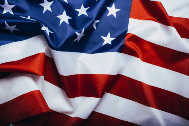 istock Closeup of ruffled American flag 1153707315