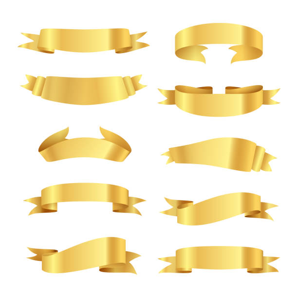 istock Set of golden ribbons 1153708930