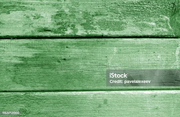 Weathered Wooden Painted Wall In Green Tone Stock Photo - Download Image Now - Abstract, Aging Process, Antique