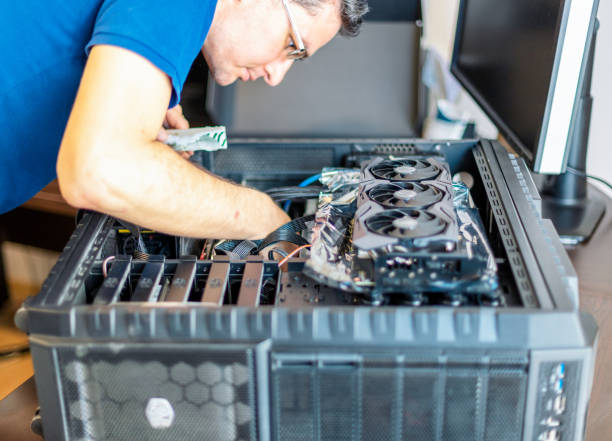 Man trying to repairing computer