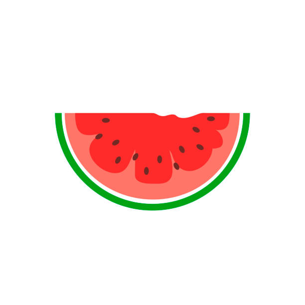 ilustraciones, imágenes clip art, dibujos animados e iconos de stock de icono del vector de sandía aislado sobre fondo blanco. estilo plano simple. 10 ilustración eps. - watermelon
