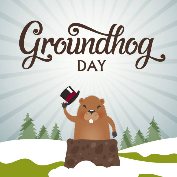 벡터 일러스트입니다. 지상 돼지의 날 - groundhog day stock illustrations