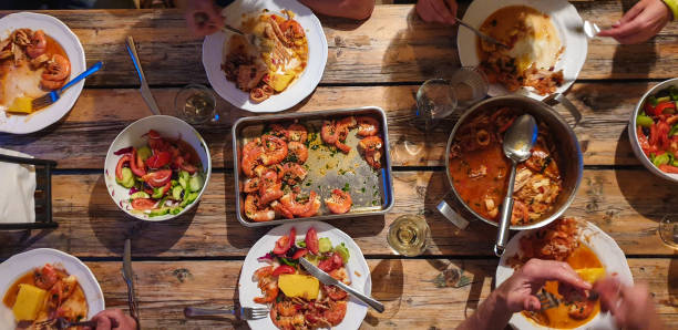 istock Overhead local food with shrimps 1153719017