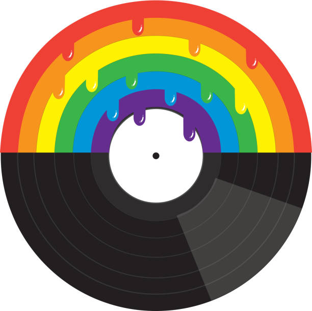 ilustraciones, imágenes clip art, dibujos animados e iconos de stock de orgullo gay o el concepto de orgullo lgbt arco iris y vinilo récord con gotas - gay pride flag audio