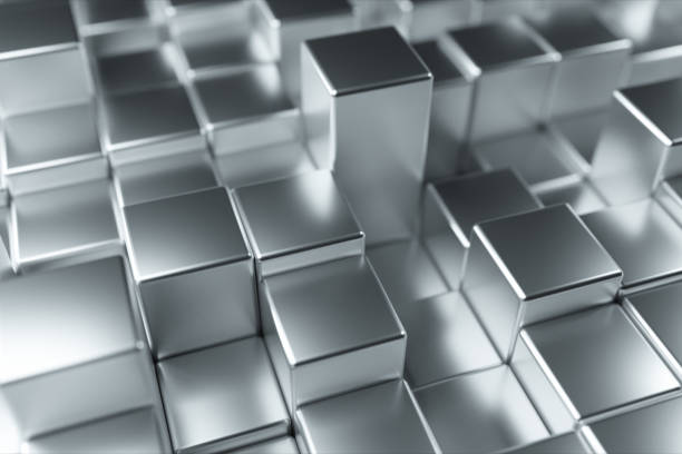 istock Abstract background of metal randomly moving cubes. 3d illustration 1153729515