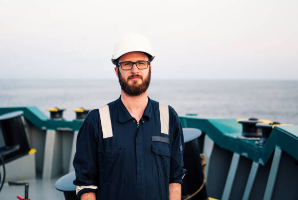 istock Deck Officer on deck of offshore vessel or ship 1153729776