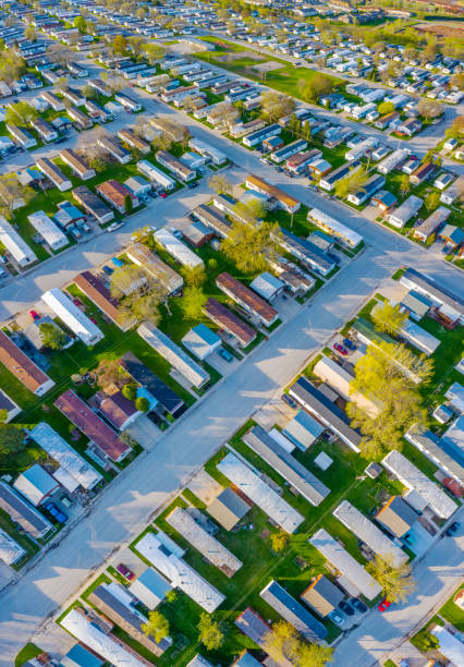 Vast trailer park, mobile home court on sunny Spring morning. Vast trailer park, mobile home court, on sunny Spring morning. manufactured housing stock pictures, royalty-free photos & images