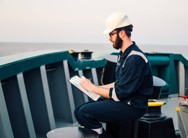 istock Deck Officer on deck of offshore vessel or ship 1153729885