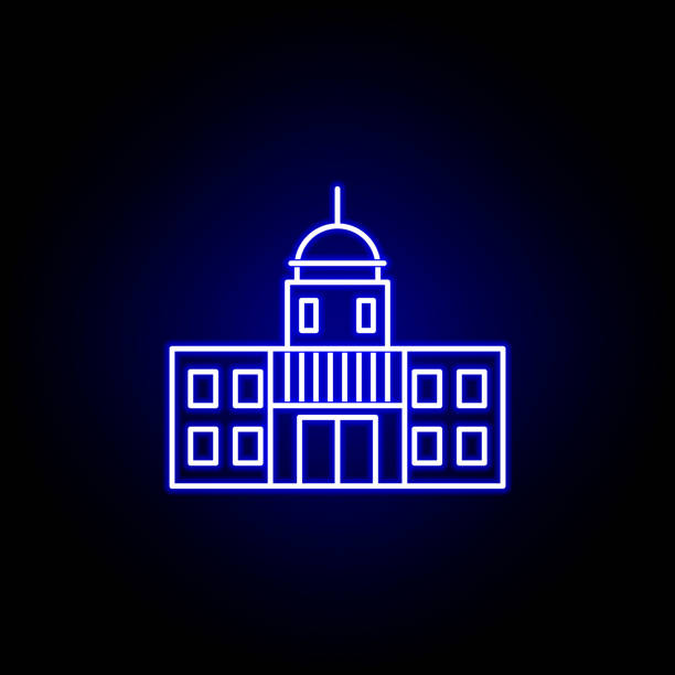 Elections capitol icon in neon style. Signs and symbols can be used for web, logo, mobile app, UI, UX Elections capitol icon in neon style. Signs and symbols can be used for web, logo, mobile app, UI, UX on black background republican elephant logo stock illustrations