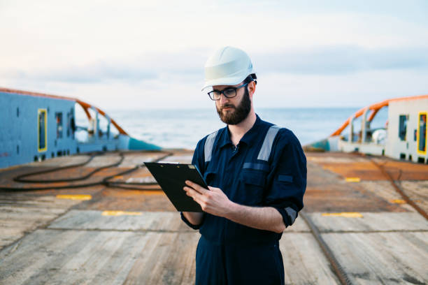 istock Deck Officer on deck of offshore vessel or ship 1153731839