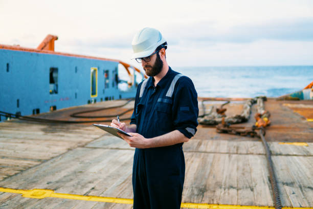 istock Deck Officer on deck of offshore vessel or ship 1153733563