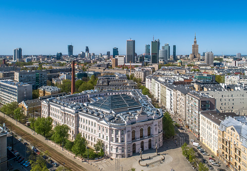 Berlin, Germany - Juli 22, 2013: Aerial view from Berliner Dom at Museum island with Alte Nationalgalerie and Pergamonmuseum