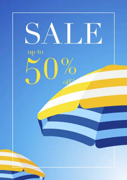 Vector illustration of Beach Umbrella Summer Sale Background