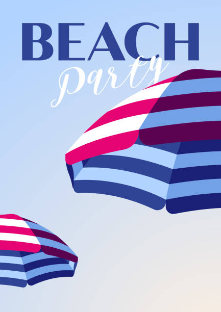 Summer Beach Party Background with Parasols These illustrated beach umbrellas would make an ideal background for your summer design project. The illustrator 10 vector file can be coloured and customized to suit your needs and scaled infinitely without any loss of quality. pink beach umbrella stock illustrations