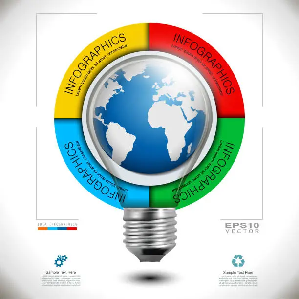 Vector illustration of World Light Bulb in Infographic Diagram