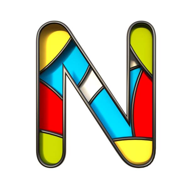 czcionka wielokolorowa letter n 3d - letter n alphabet three dimensional shape red zdjęcia i obrazy z banku zdjęć