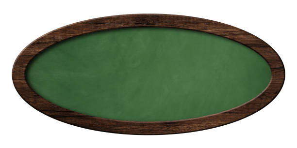 istock Oval green blackboard with dark wooden frame 1153748695
