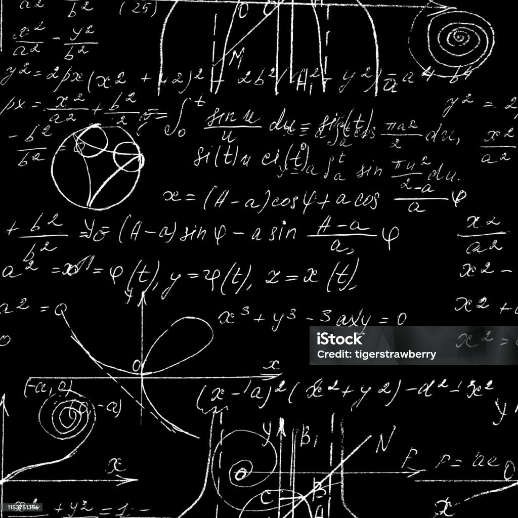 Math Seamless Pattern Endless Pattern With Handwriting Of Various ...
