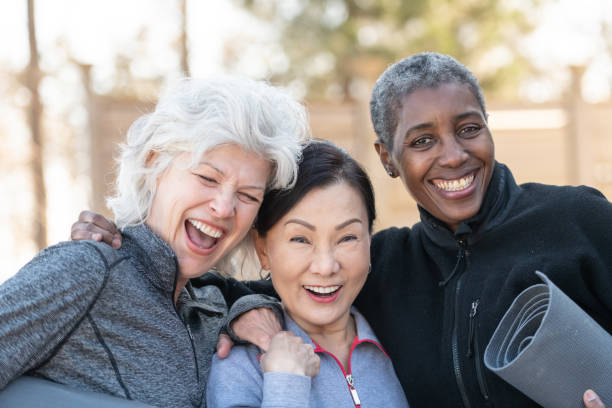 istock Elderly Friends Posing After Yoga 1153753799