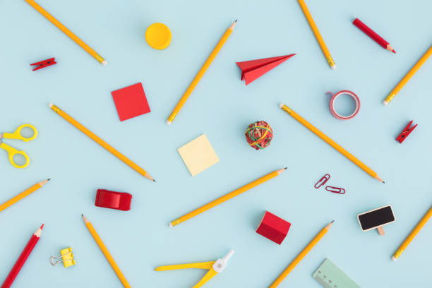 istock Back to school background with school supplies. Flat lay. 1153754462