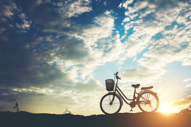 istock Silhouette of bicycle parking on mountain 1153767030