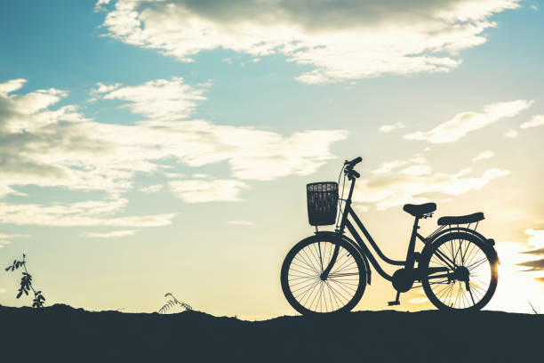 istock Silhouette of bicycle parking on mountain 1153767037