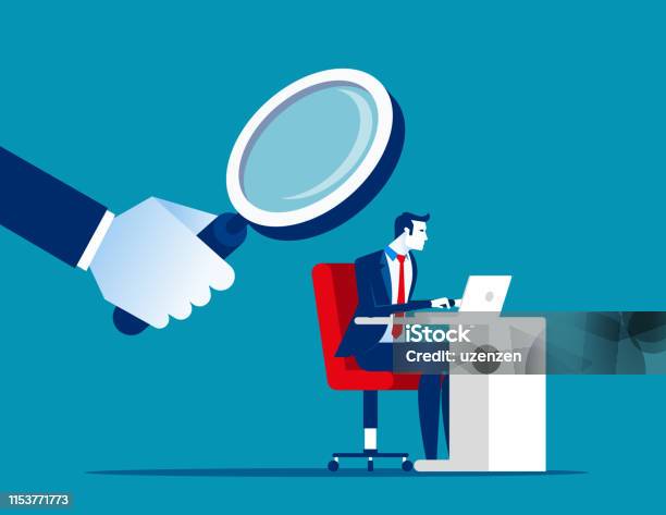 Boss Is Watching Over Employee Concept Business Vector Illustration Privacy Watching Stock Illustration - Download Image Now