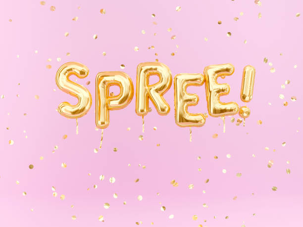 istock Spree letters, foil balloons summer party concept. 1153775566