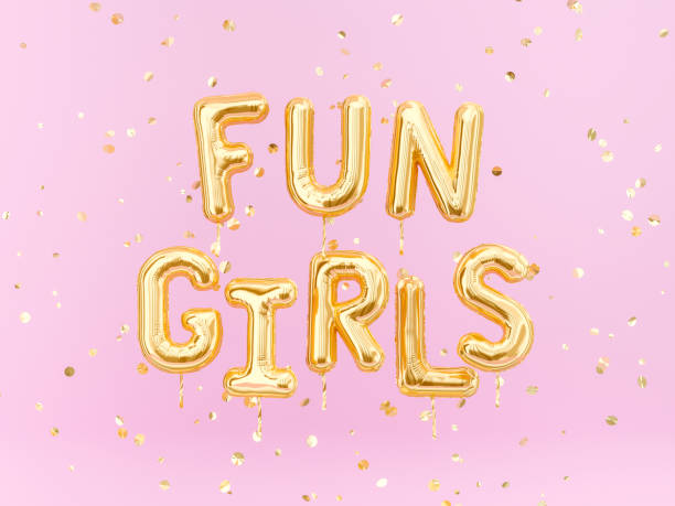 istock Fun Girls text gold foil balloons 1153775571