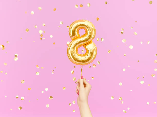 istock Eight year birthday. Eight-year anniversary background 1153776515