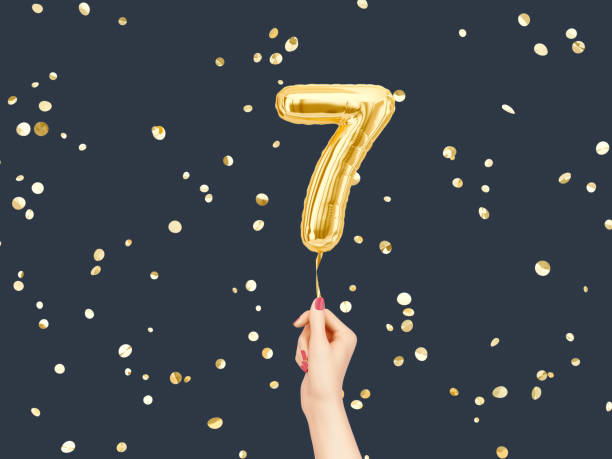 istock Seven year birthday. Seven-year anniversary background. 1153776521