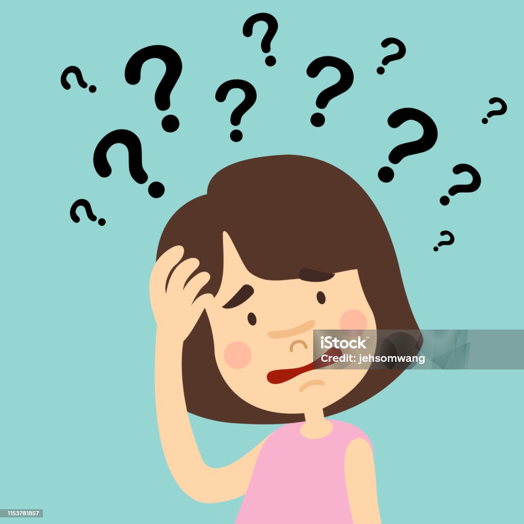 Ảnh Minh Họa Cô Gái Suy Nghĩ Với Dấu Chấm Hỏi Hình minh họa Sẵn có ...