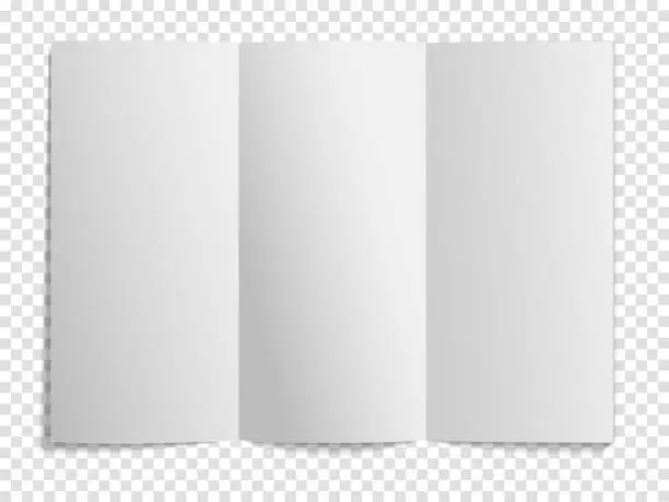 Vector illustration of Vector mockup of a three-page white booklet or postcard on a white background for your design.