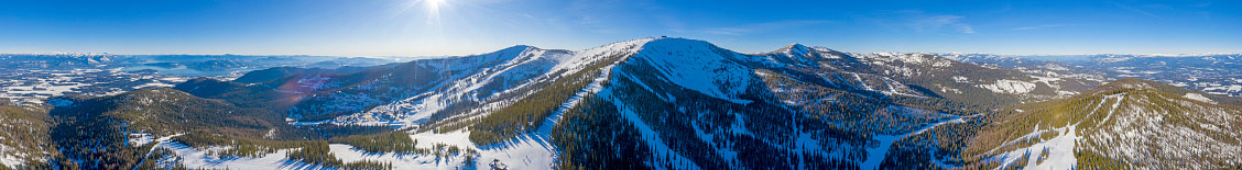 Schweitzer Idaho Ski Area 360 Panoramic Winter Mountain Aerial View