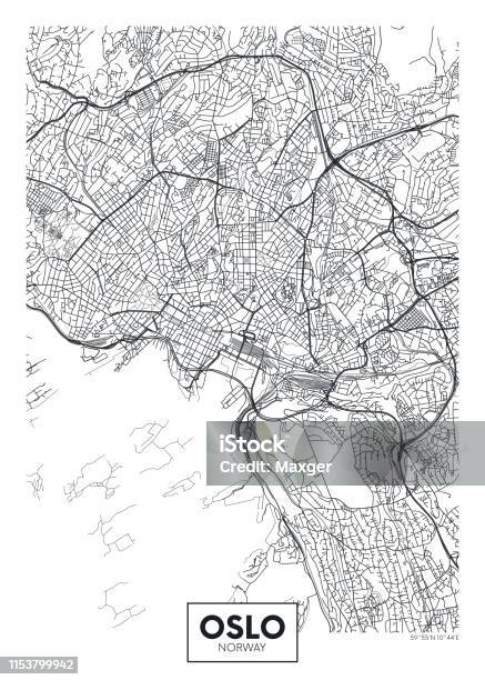 Stadtplan Oslo Reisevektorplaktordesign Stock Vektor Art und mehr Bilder von Oslo - Oslo, Karte - Navigationsinstrument, Norwegen