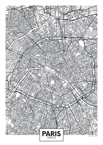 City map Paris, travel vector poster design