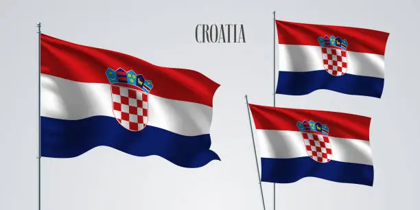 Vector illustration of Croatia waving flag set of vector illustration