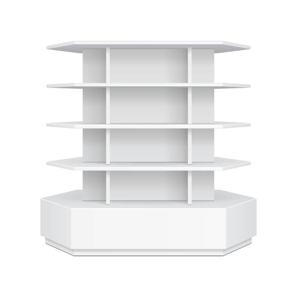 istock Hexagon, Hexagonal POS POI Cardboard Floor Display Rack For Supermarket Blank Empty. Mock Up. Illustration Isolated On White Background. Ready For Your Design. Product Advertising. Vector EPS10 1153802301