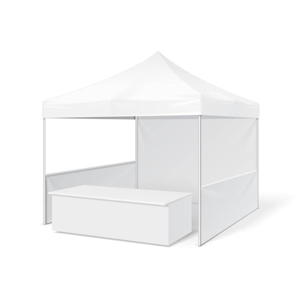 istock Promotional Outdoor Event Trade Show Pop-Up Tent Mobile Marquee. Mock Up, Template. Illustration Isolated On White Background. Ready For Your Design. Product Advertising. Vector EPS10 1153802619