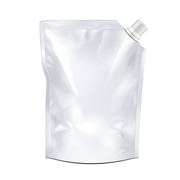 istock Blank Food Doypack Flexible Blank Stand Up Pouch Bag With Corner Spout Lid. Mock Up, Template. Illustration Isolated On White Background. Ready For Your Design. Product Packaging. Vector EPS10 1153803369