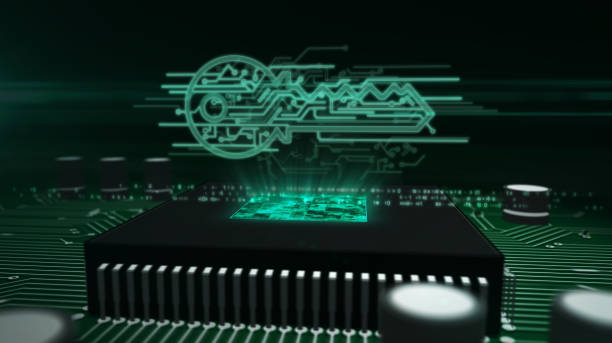 istock CPU on board with cyber key hologram 1153803380
