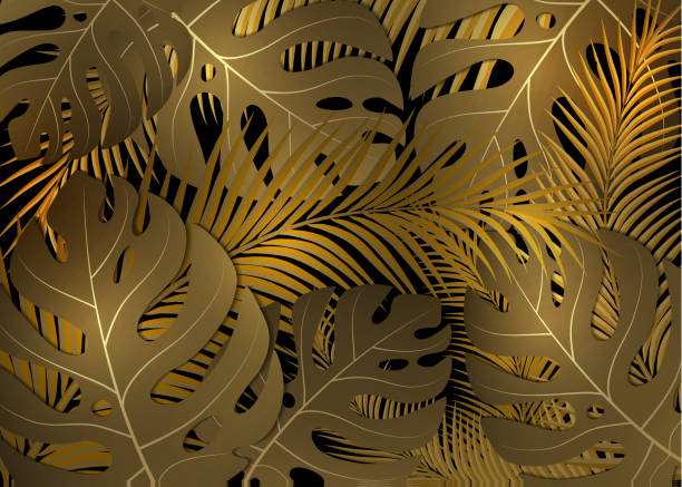 istock Bright beautiful background creative tropical monstera leaves and palm leaves. 1153805404