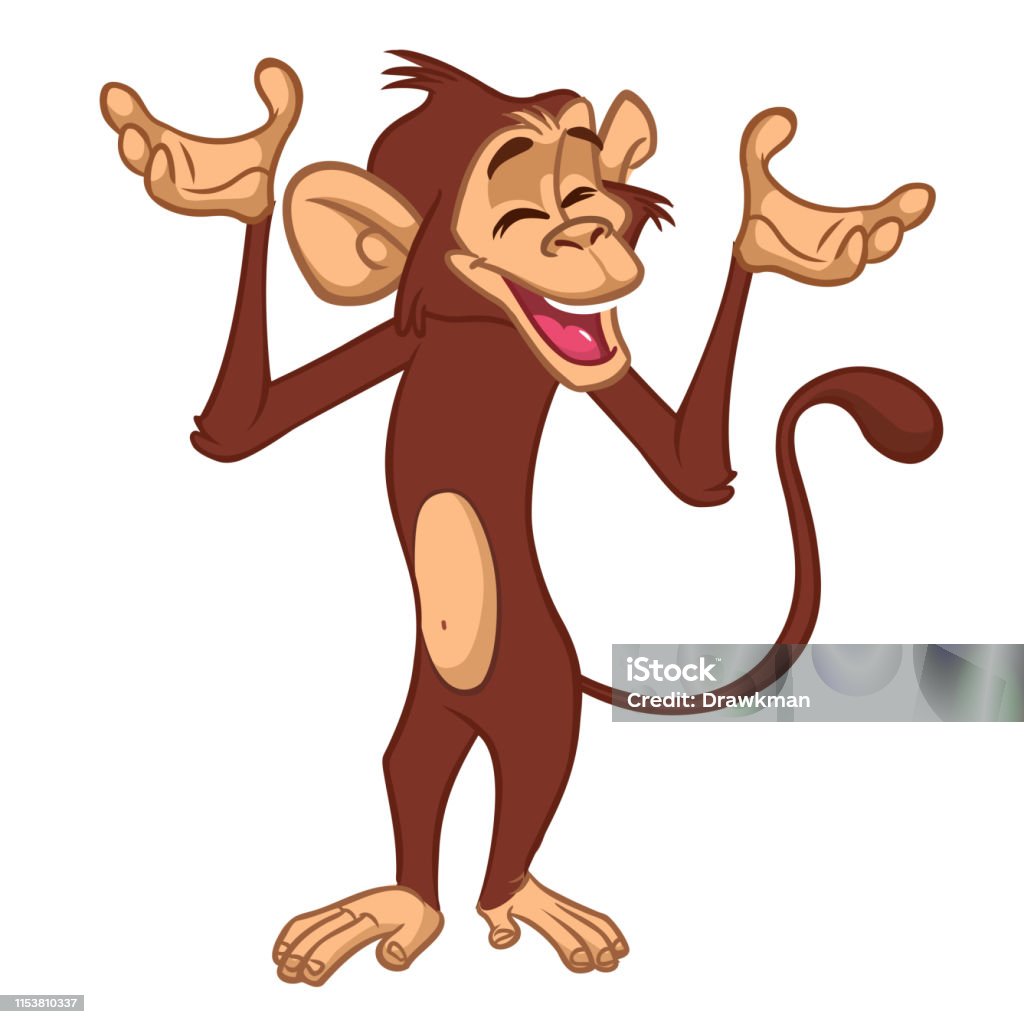 Vector Illustration Of Happy Monkey Character Stock Illustration - Download  Image Now - Ape, Drawing - Art Product, Monkey - iStock