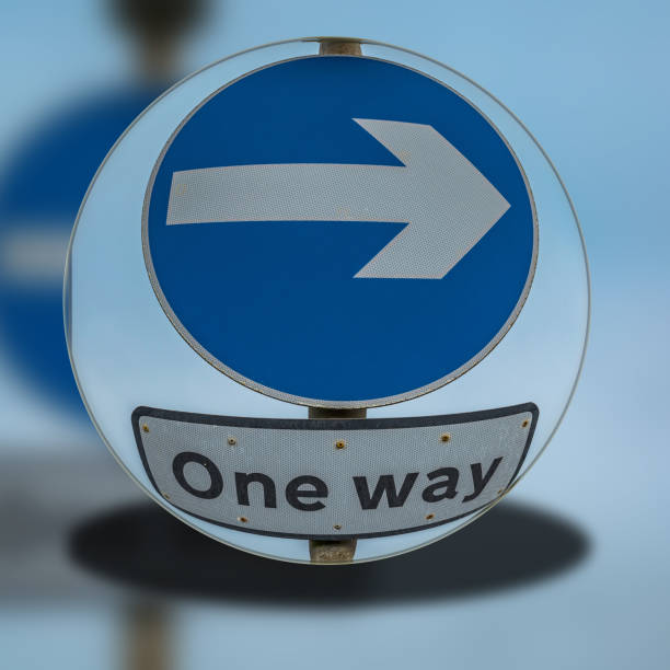 istock Glass ball with an arrow and a shield One Way 1153810988