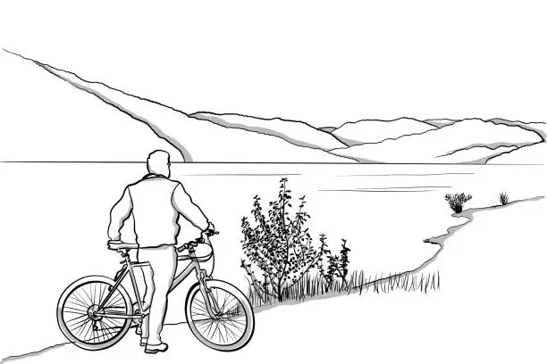 Vector illustration of Cycling Tourist