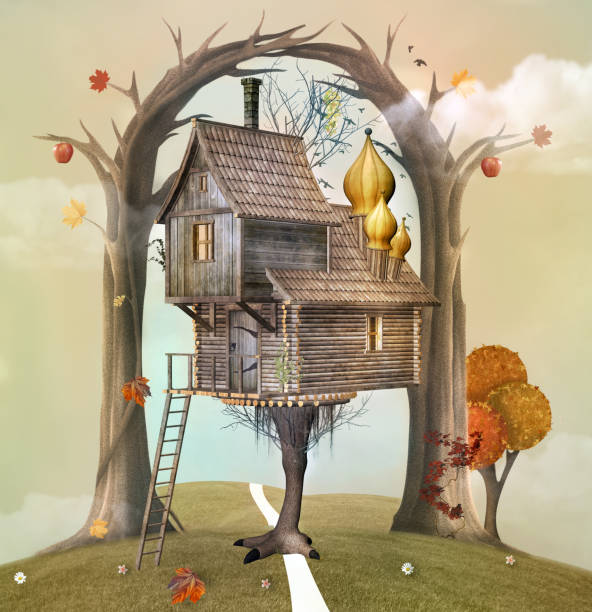 istock Surreal witch house on a countryside hill 1153812105