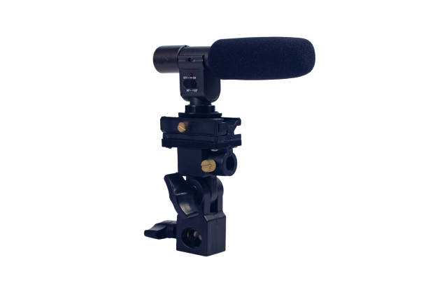 istock Close up of condenser microphone on white background. 1153814187