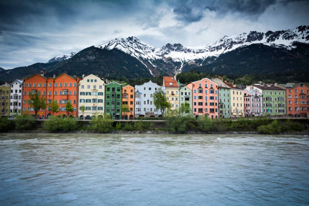 istock Innsbruck waterfront with Alpine backdrop in Austria 1153834087