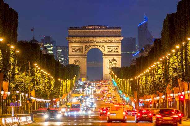 istock Champs Elysees and the Arc de Triomphe at Night 1153835276
