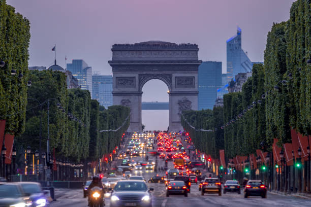 istock Champs Elysees and the Arc de Triomphe at Dusk 1153835388